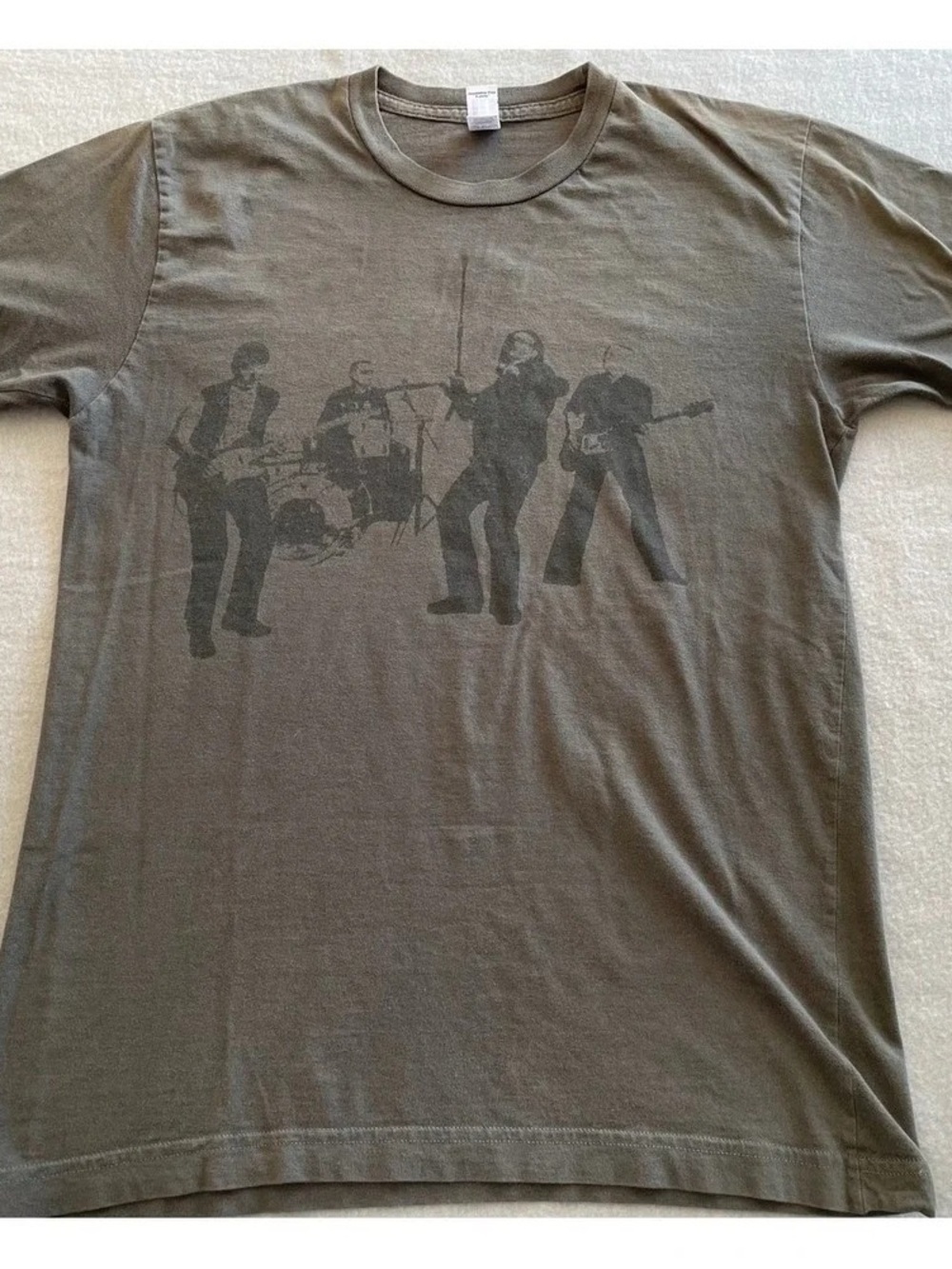 Men's Olive Graphic Band T-Shirt - Casual Crew Neck